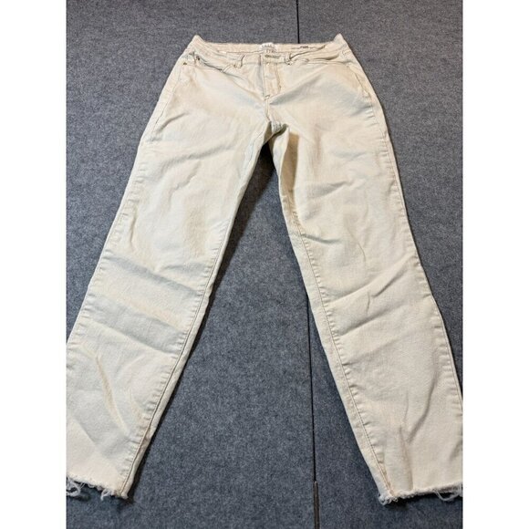Nicole Miller Pants - Nicole Miller Jeans Womens 8 Cream Cotton Soho High Rise Ankle Skinny Frayed Hem